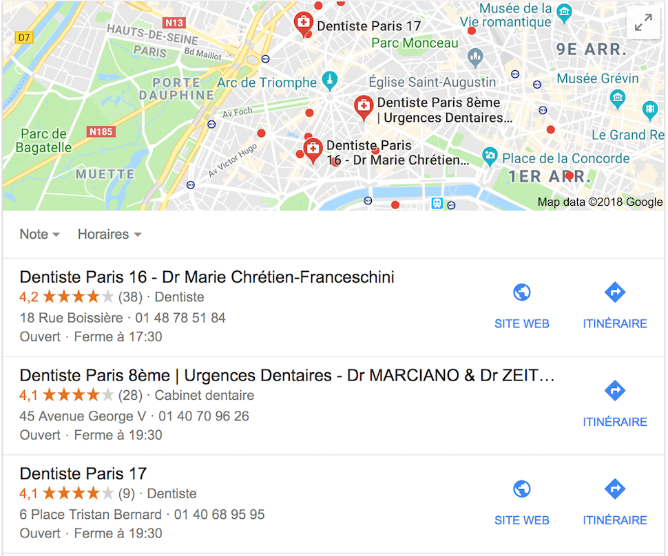 Seo local dentiste paris