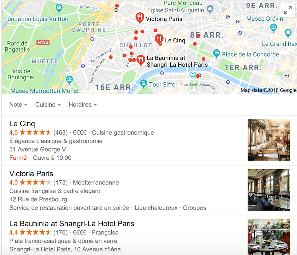 Seo local restaurant paris