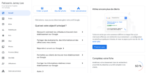 tableau de bord fiche google my business