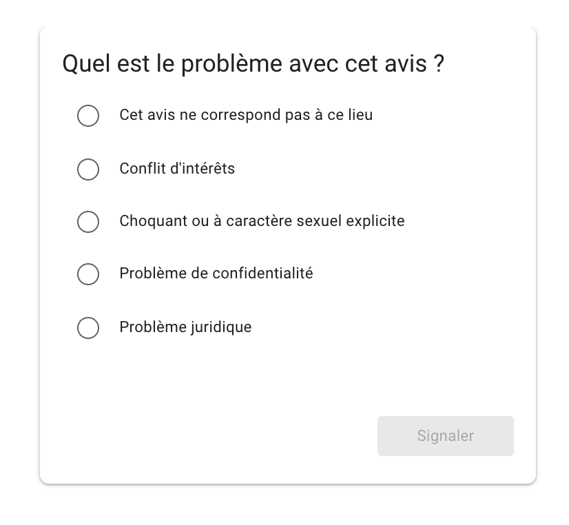 Signaler un avis google