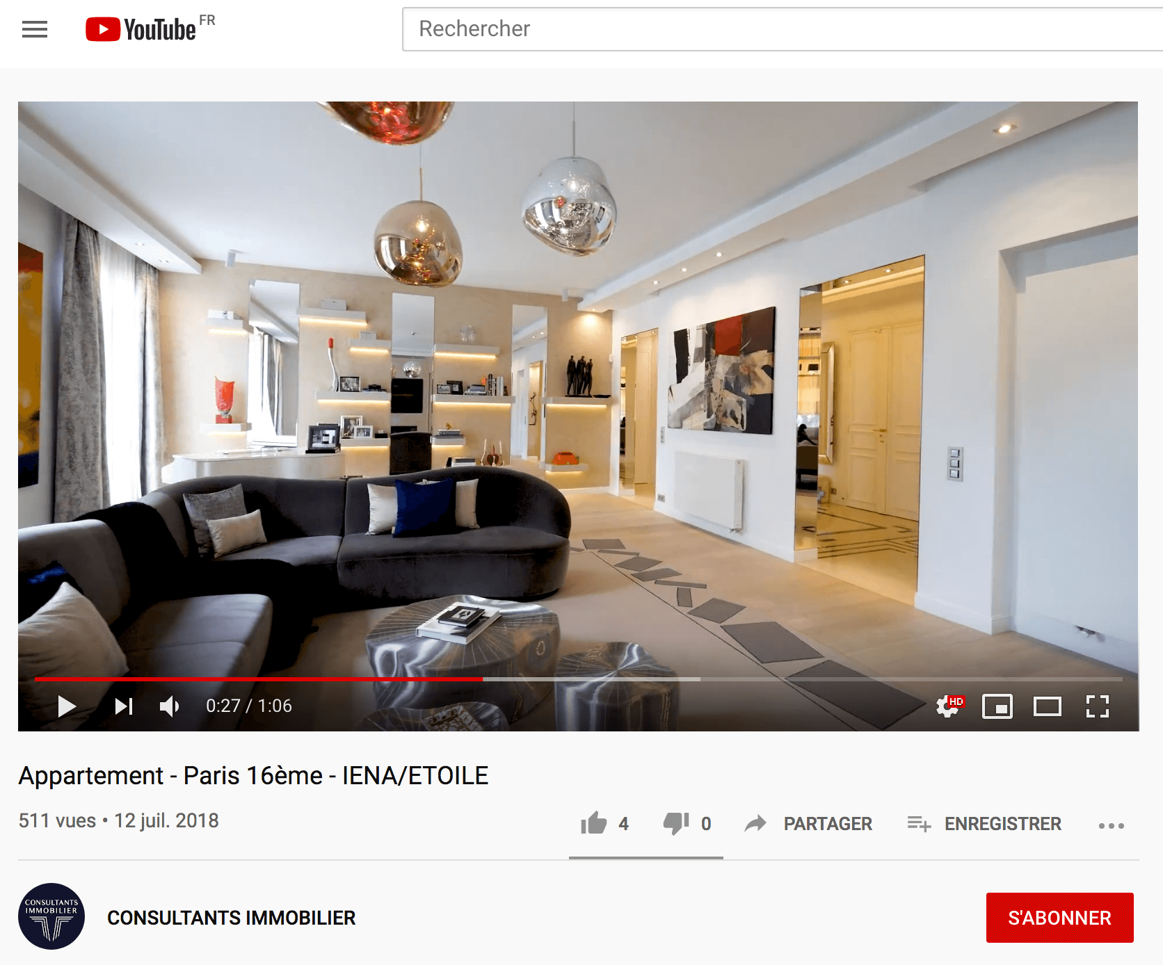 Vidéo youtube en immobilier