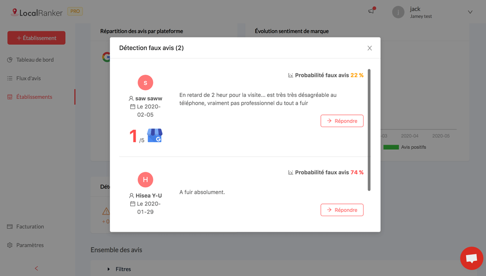 détection faux avis
