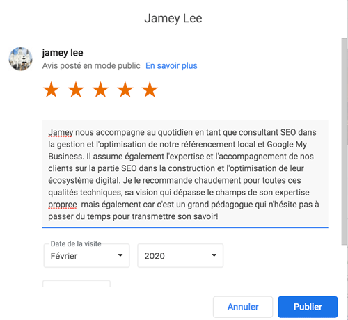 Déposer un avis google