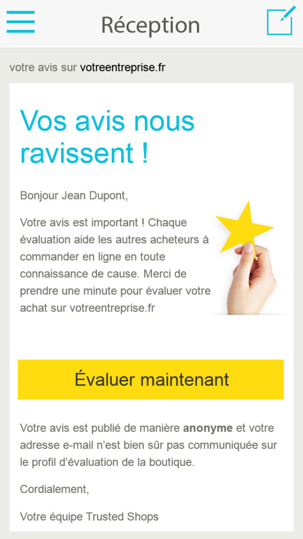 Comment demander à un Client de laisser un Avis sur