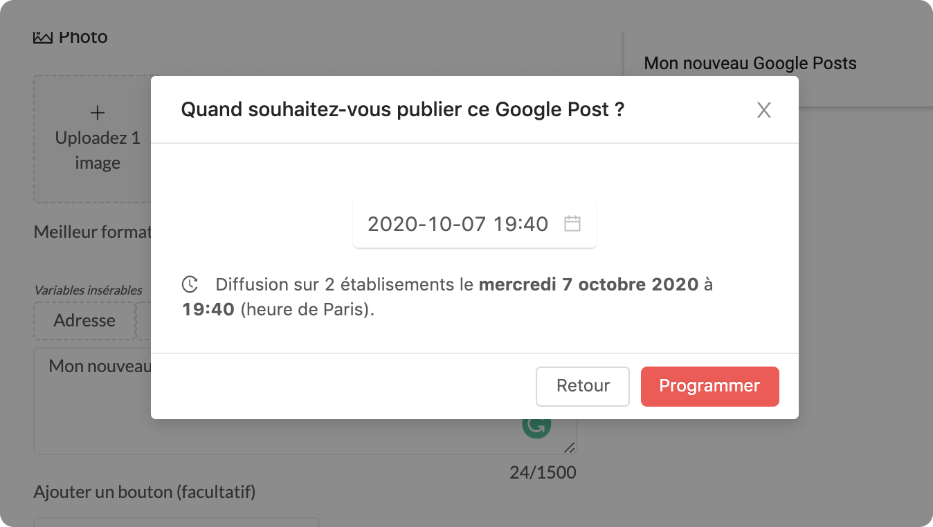 programmation Google posts