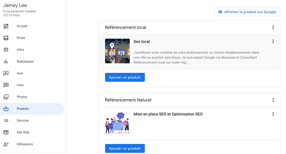 produits google my business