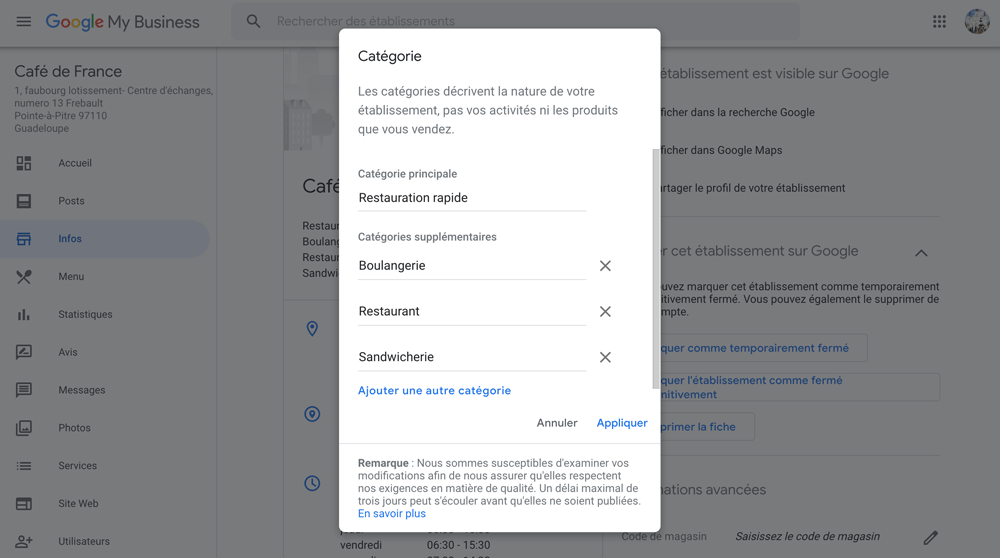 catégorie Principale et secondaires