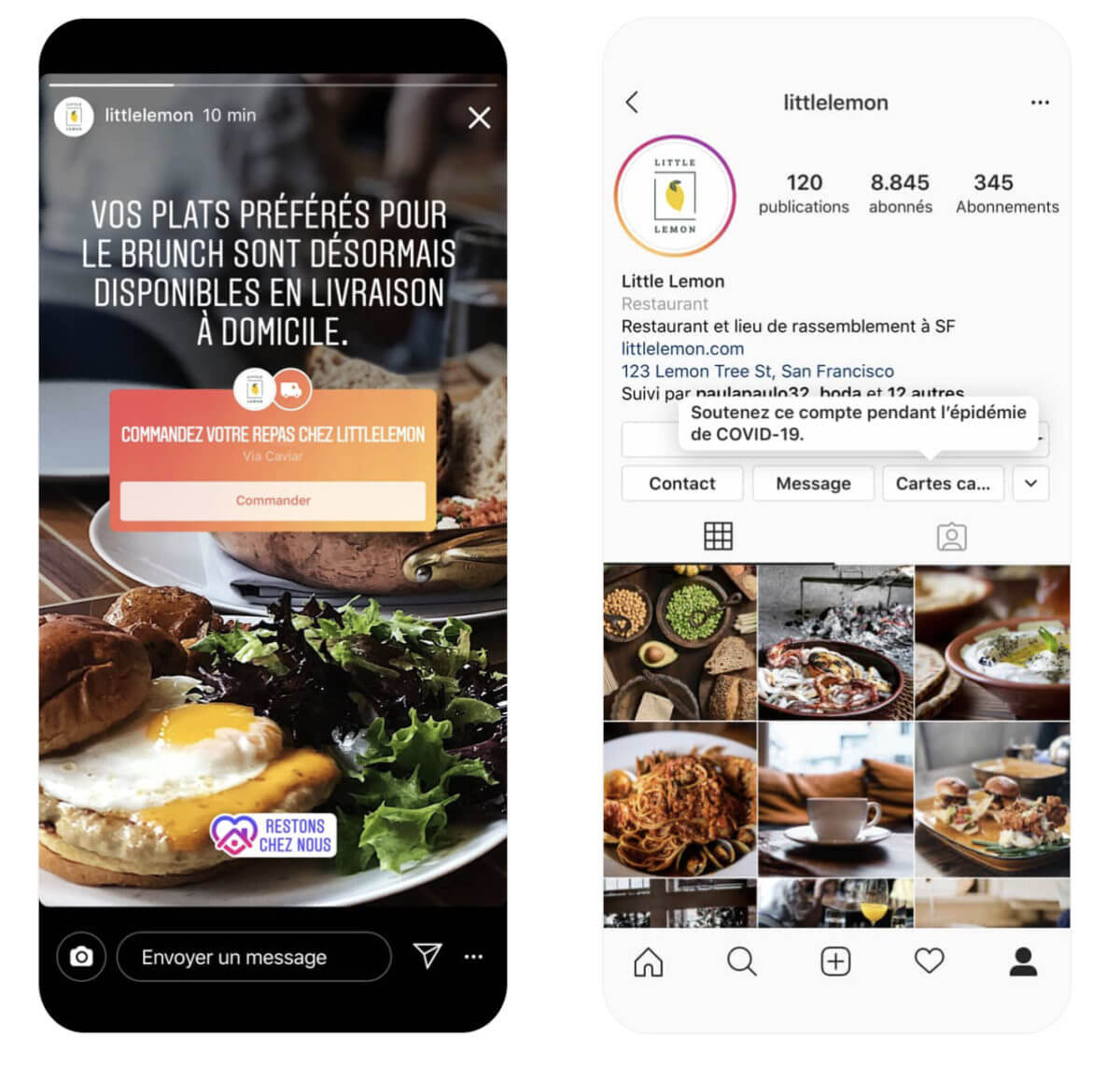 exemple story instagram restaurant