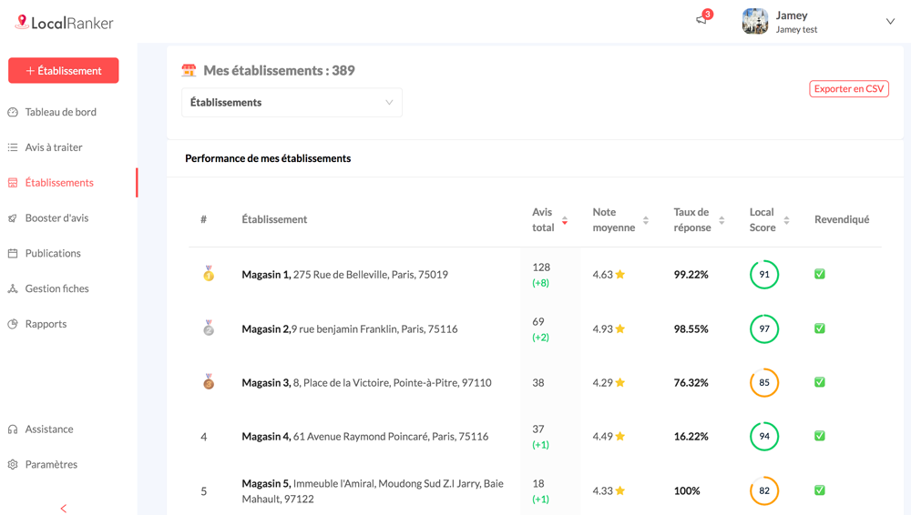 Gestion de fiches web to store