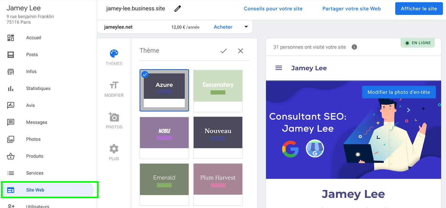 créer un site Google mY Business