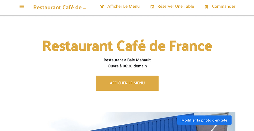 site web restaurant