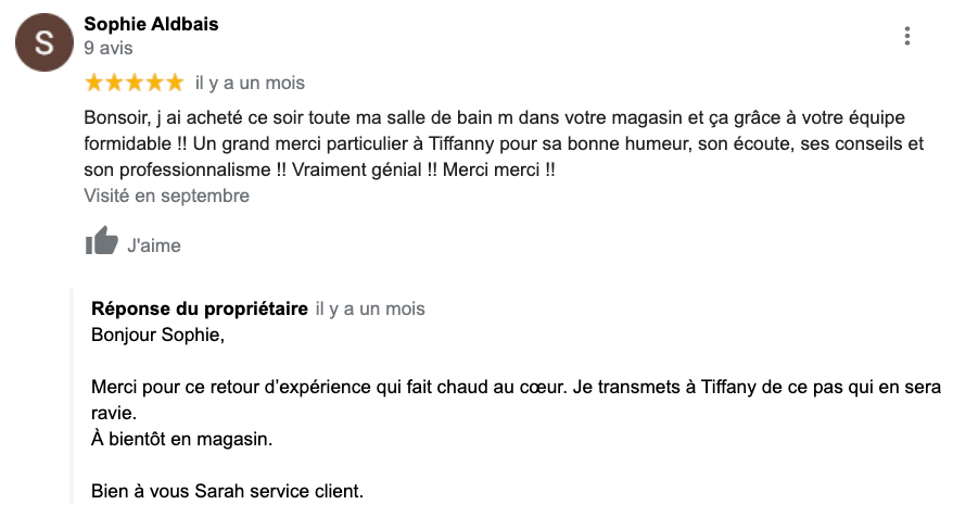 exemple de réponse à un commentaire positif