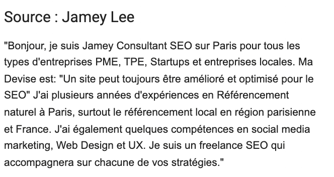 Texte jamey lee description