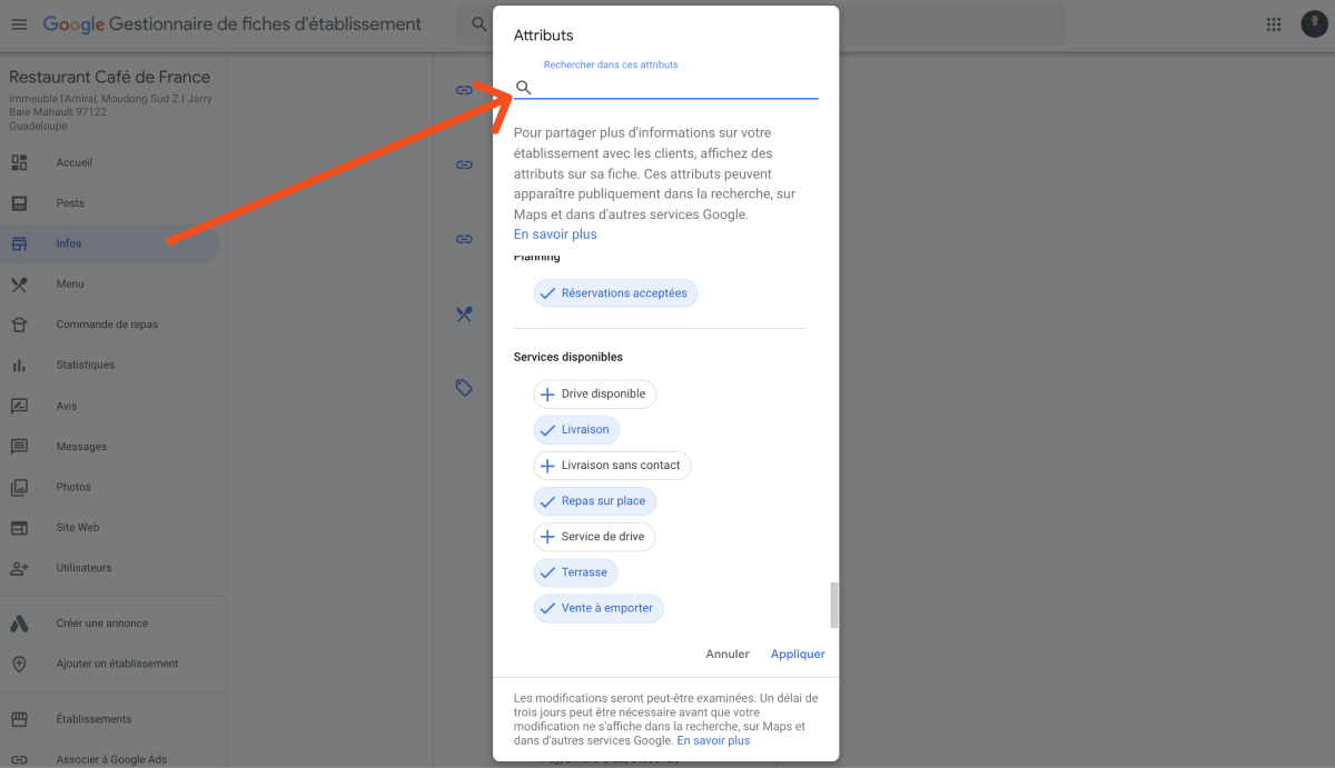 Comment ajouter des attributs google my business