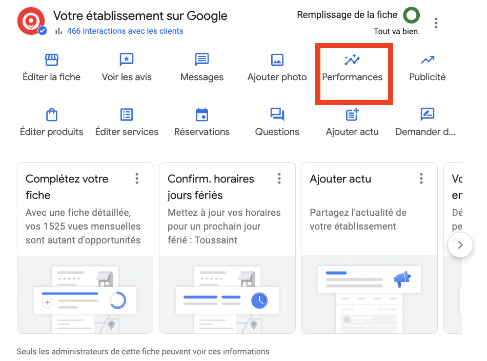 Performances Google Business